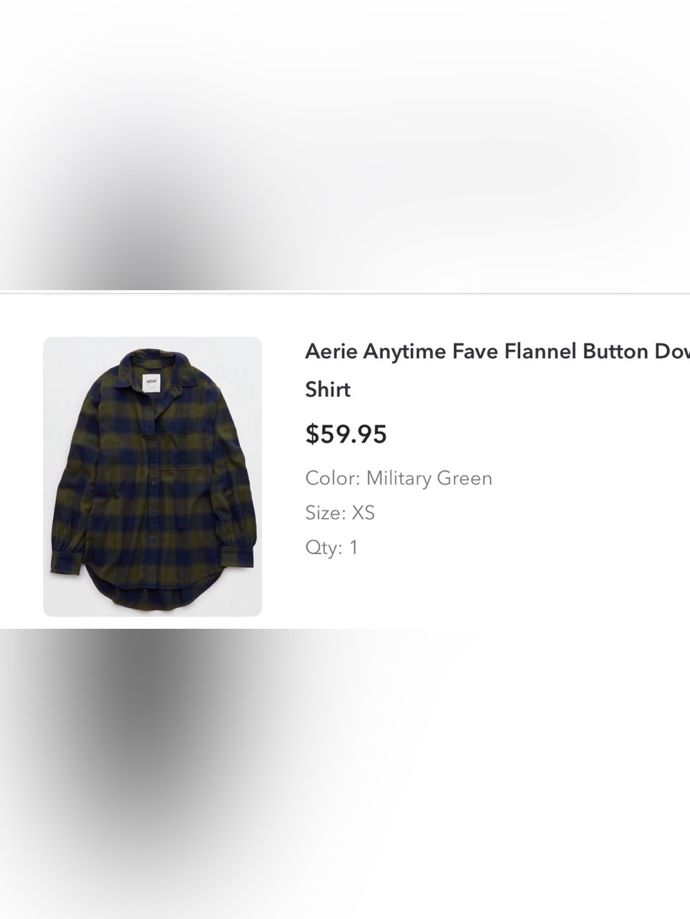 aerie anytime flannel military green xs new